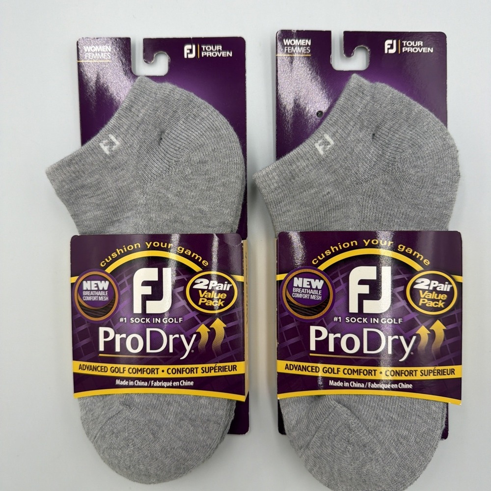 FJ FootJoy ProDry Low Cut Socks - Grey - Golf - Women's (6-9) *LOT OF 4 PAIRS*